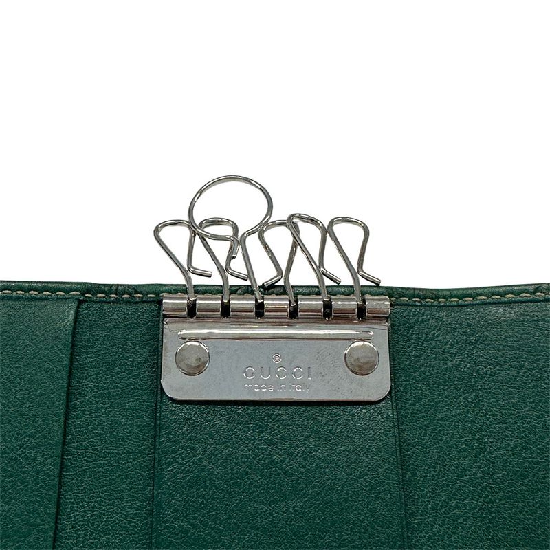 Gucci Key Case Guccissima Leather Green 6 Row Key Holder