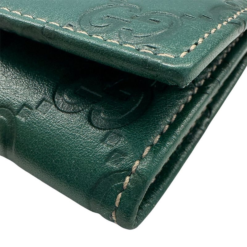 Gucci Key Case Guccissima Leather Green 6 Row Key Holder
