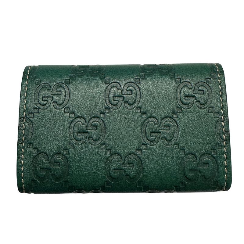 Gucci Key Case Guccissima Leather Green 6 Row Key Holder