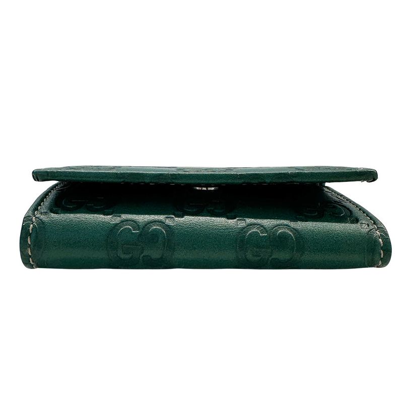 Gucci Key Case Guccissima Leather Green 6 Row Key Holder