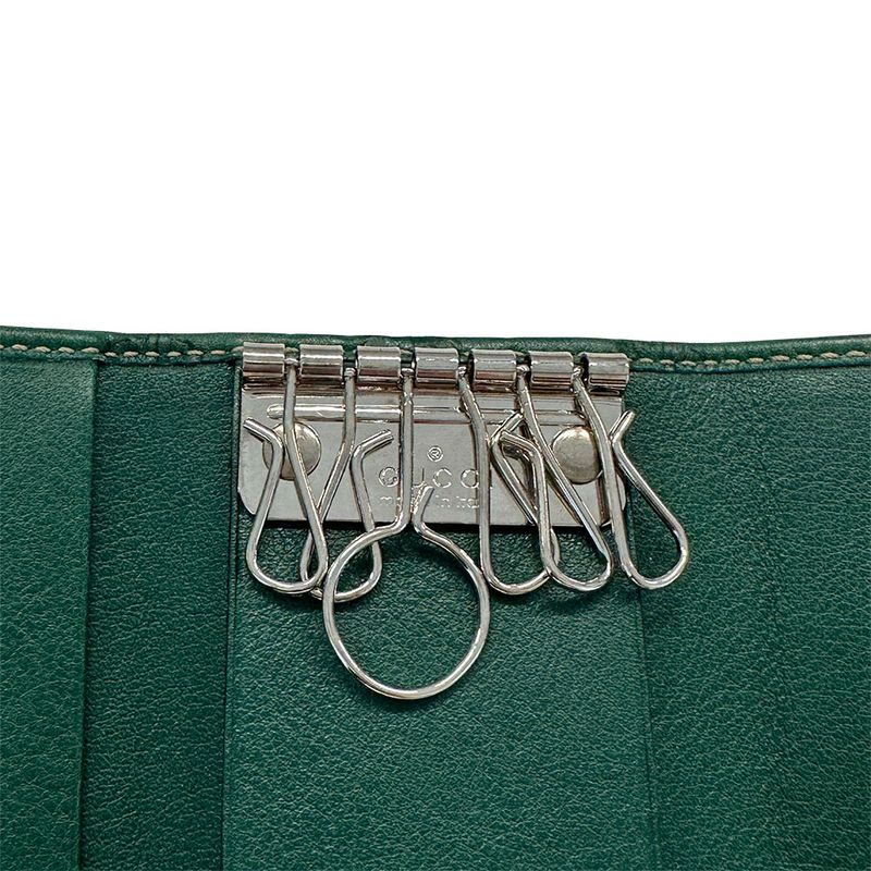 Gucci Key Case Guccissima Leather Green 6 Row Key Holder