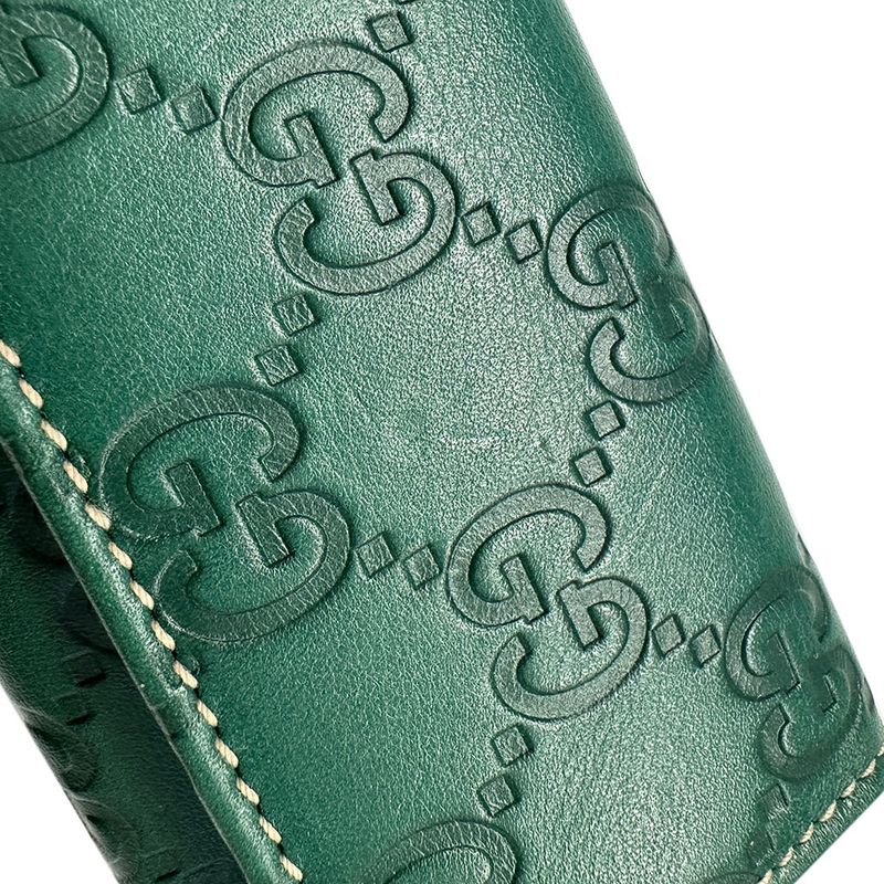 Gucci Key Case Guccissima Leather Green 6 Row Key Holder