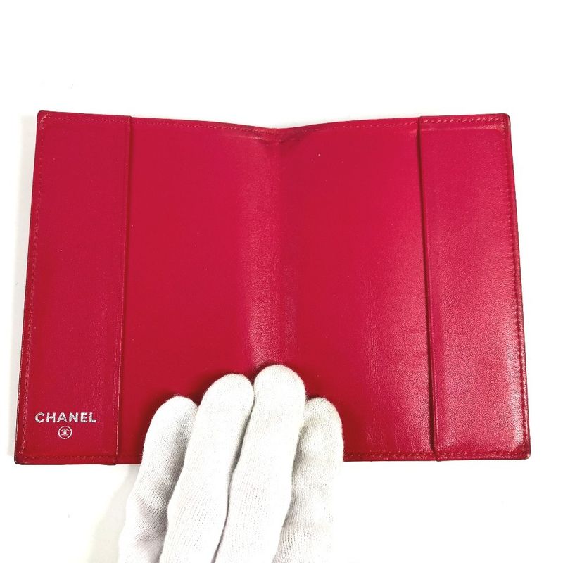 Chanel Passport Case CC Coco Mark Logo Matelasse Quilted Lambskin Red