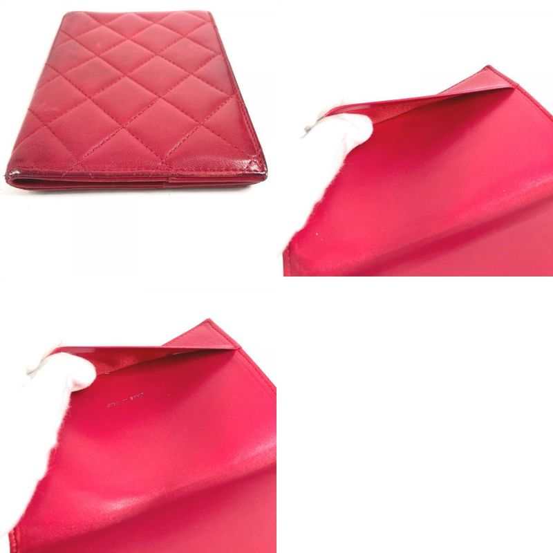 Chanel Passport Case CC Coco Mark Logo Matelasse Quilted Lambskin Red