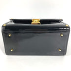 Versace Handbag Sunburst Logo Vanity Bag Patent Leather Black