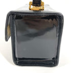 Versace Handbag Sunburst Logo Vanity Bag Patent Leather Black