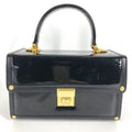 Versace Handbag Sunburst Logo Vanity Bag Patent Leather Black