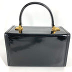 Versace Handbag Sunburst Logo Vanity Bag Patent Leather Black