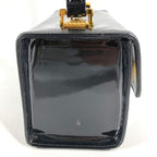 Versace Handbag Sunburst Logo Vanity Bag Patent Leather Black