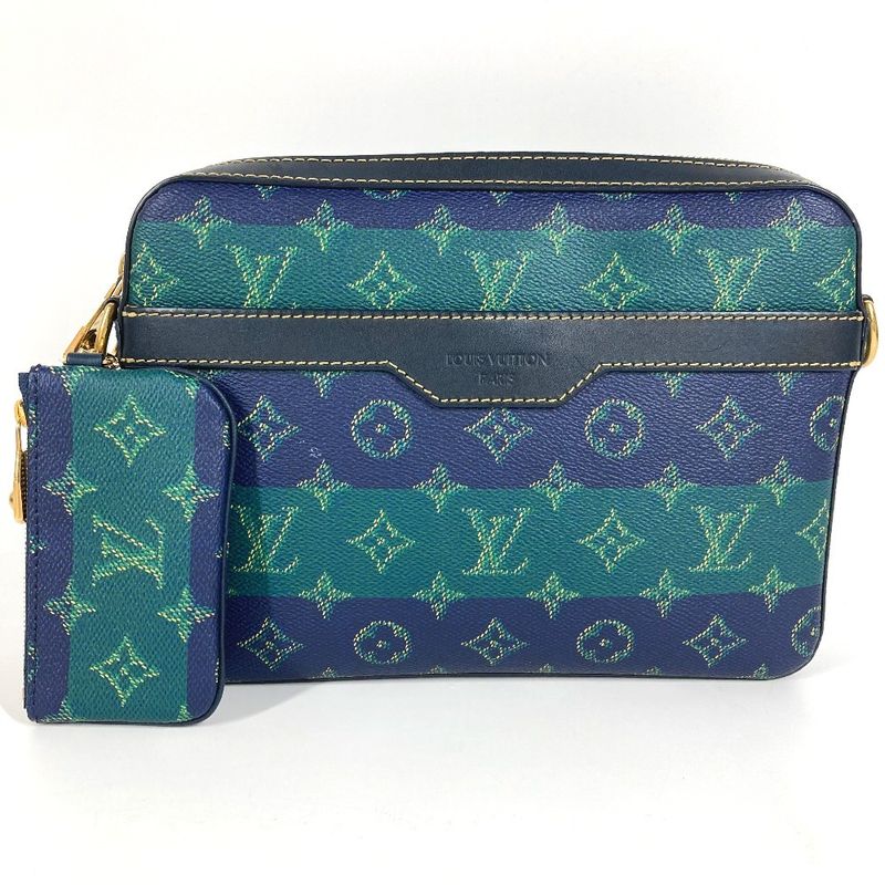 Louis Vuitton Second Trio Messenger Large Small Pouch Only Stripe Green