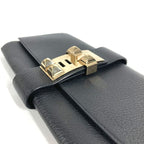 Hermes Clutch Bag Pochette Meddle Logo Leather Black