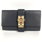 Hermes Clutch Bag Pochette Meddle Logo Leather Black