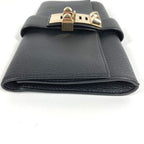 Hermes Clutch Bag Pochette Meddle Logo Leather Black