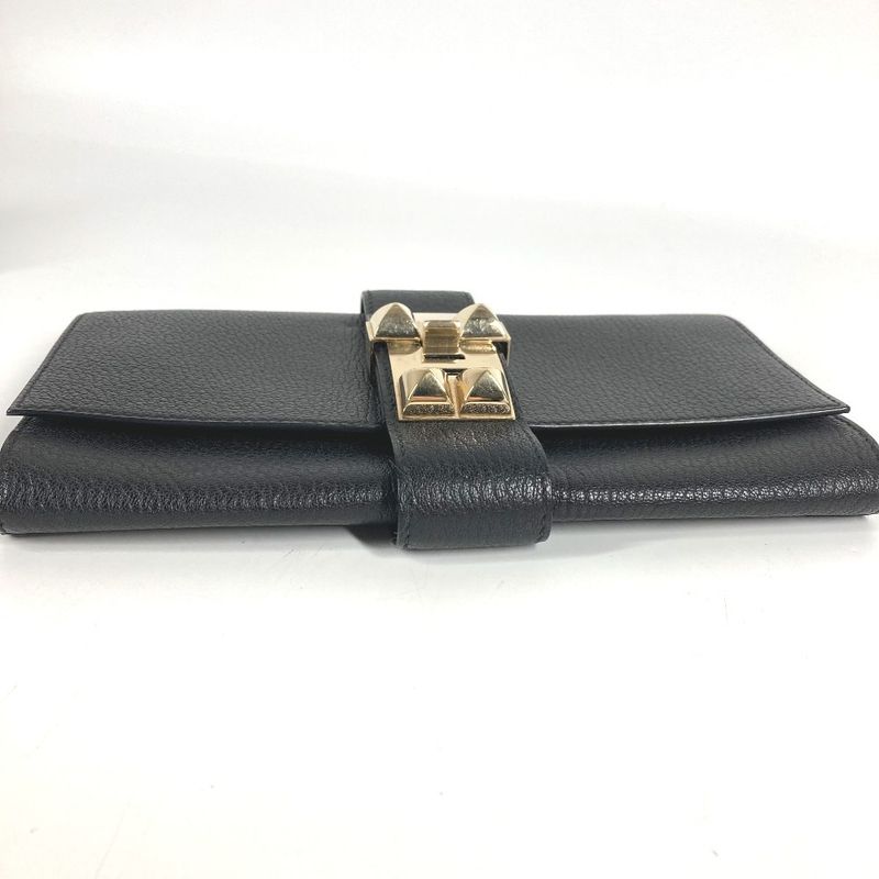 Hermes Clutch Bag Pochette Meddle Logo Leather Black