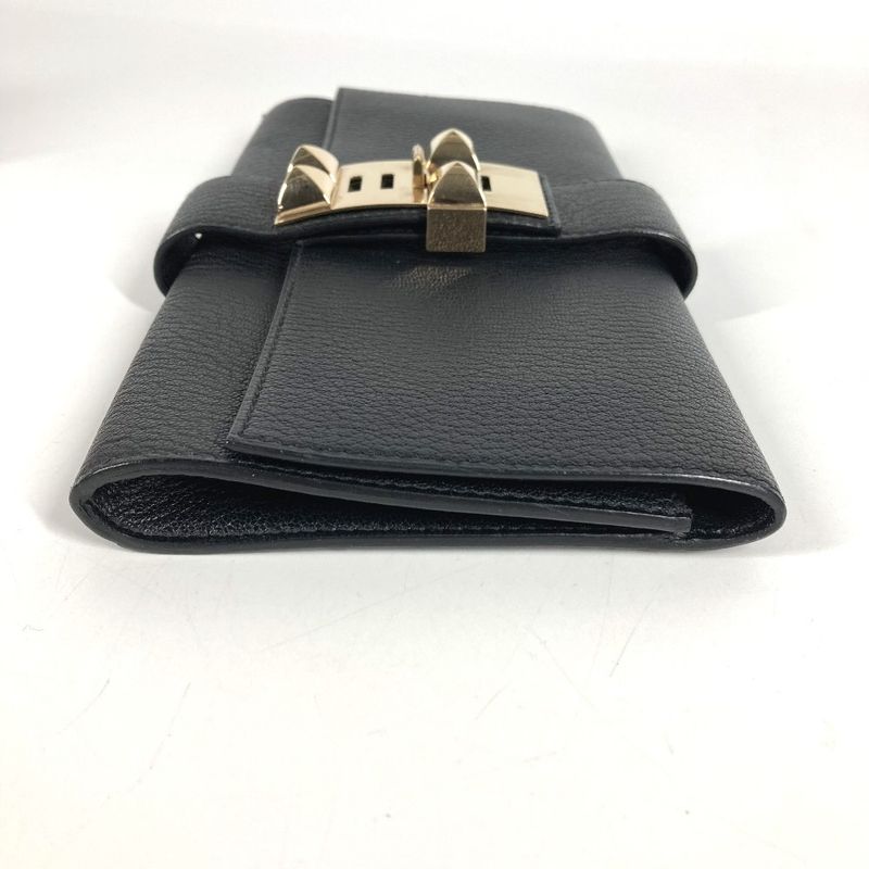 Hermes Clutch Bag Pochette Meddle Logo Leather Black