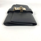 Hermes Clutch Bag Pochette Meddle Logo Leather Black