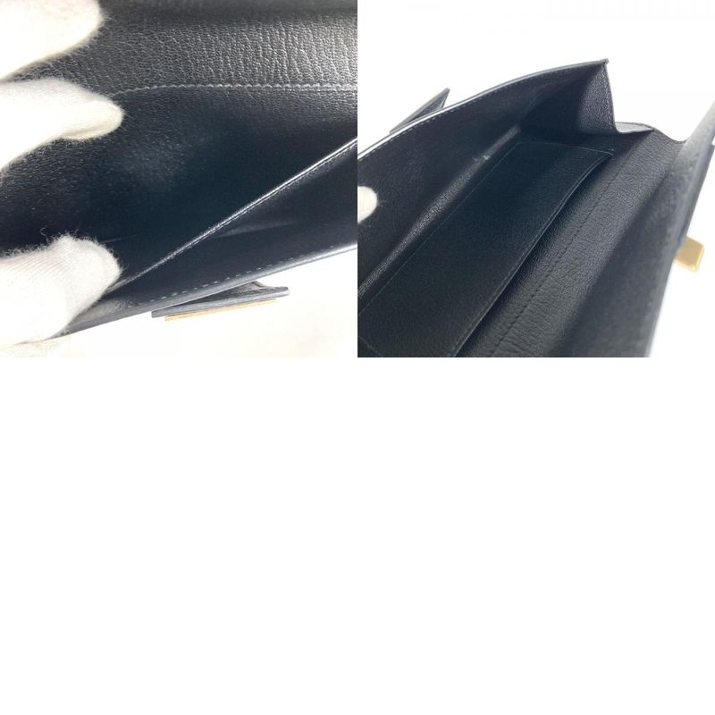 Hermes Clutch Bag Pochette Meddle Logo Leather Black