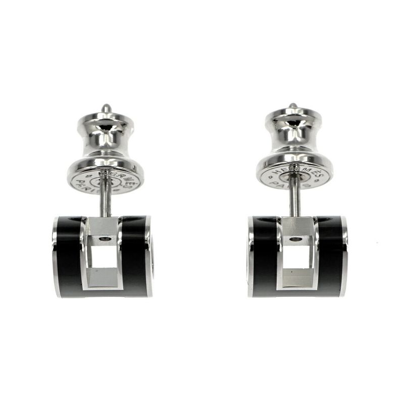Hermes Earrings Pop Mini Pair Black Silver