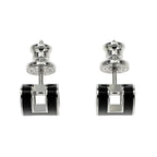 Hermes Earrings Pop Mini Pair Black Silver