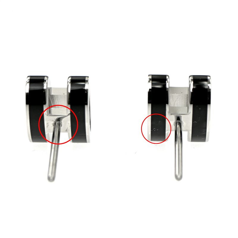 Hermes Earrings Pop Mini Pair Black Silver