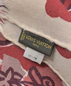 Louis Vuitton Shawl Cashmere Silk Red Brown Pink Scarf