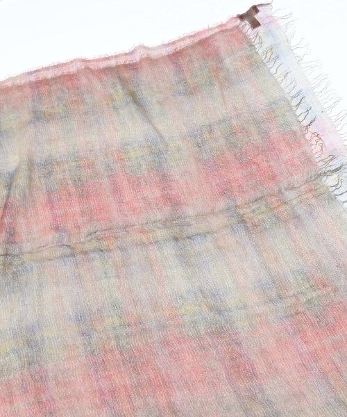 Chanel Shawl Nylon Silk Gray Red Yellow Scarf