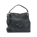 Gucci Soho Shoulder Bag Tote Fringe Black Gold