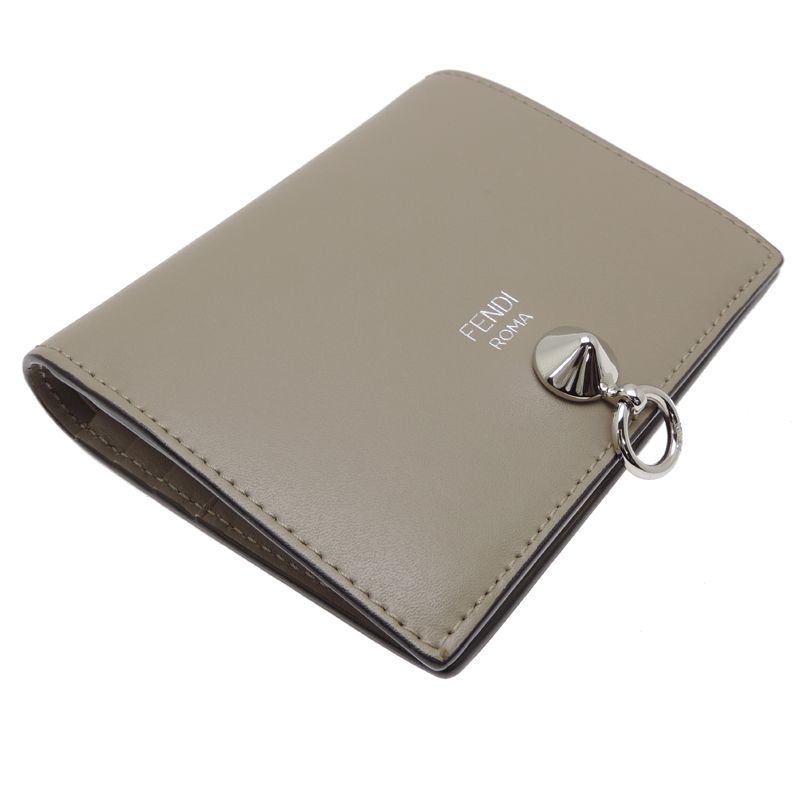Fendi Bifold Wallet Leather Beige Grey