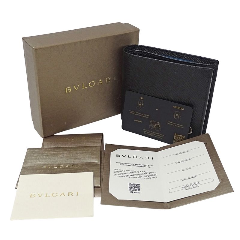 Bvlgari Wallet Men's Brand Bifold Wallet Bvlgari Bulgari Man Leather Black