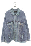 Balenciaga 22AW 714044 Tnva4 Trompe L'oeil Transfer Print Denim Jacket Men's 4
