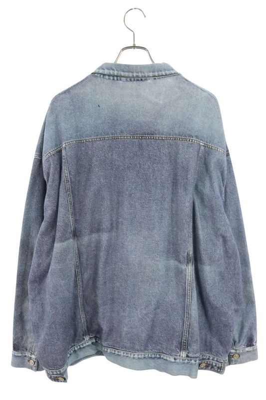 Balenciaga 22AW 714044 Tnva4 Trompe L'oeil Transfer Print Denim Jacket Men's 4
