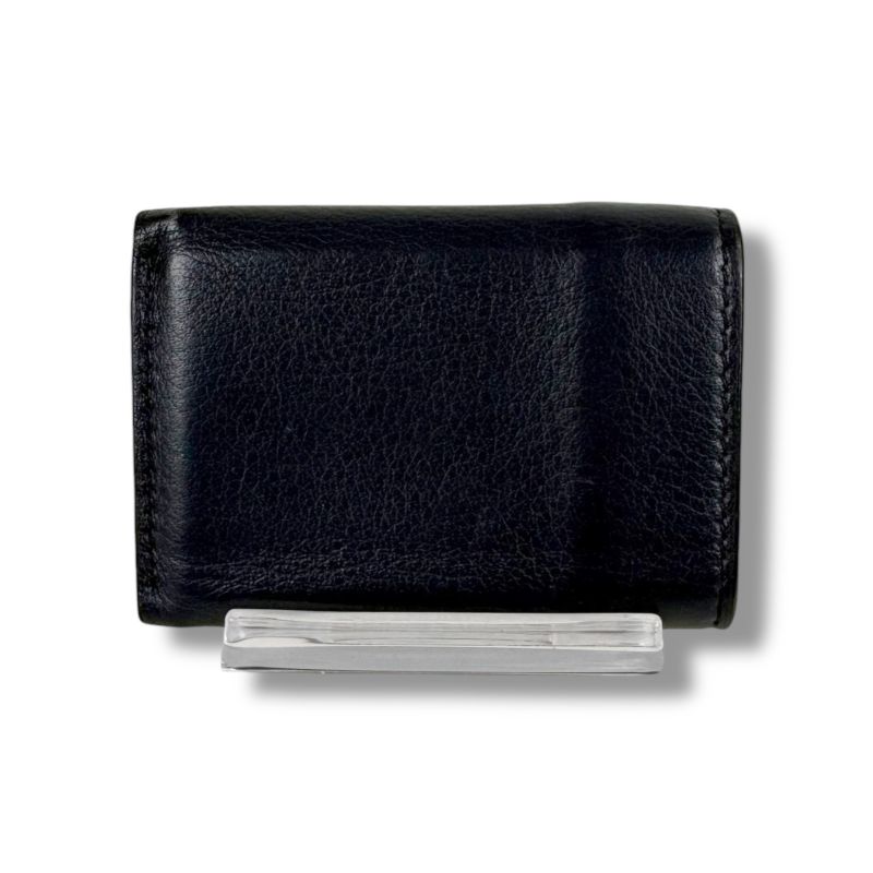 Balenciaga Paper Mini Wallet Trifold Navy Leather