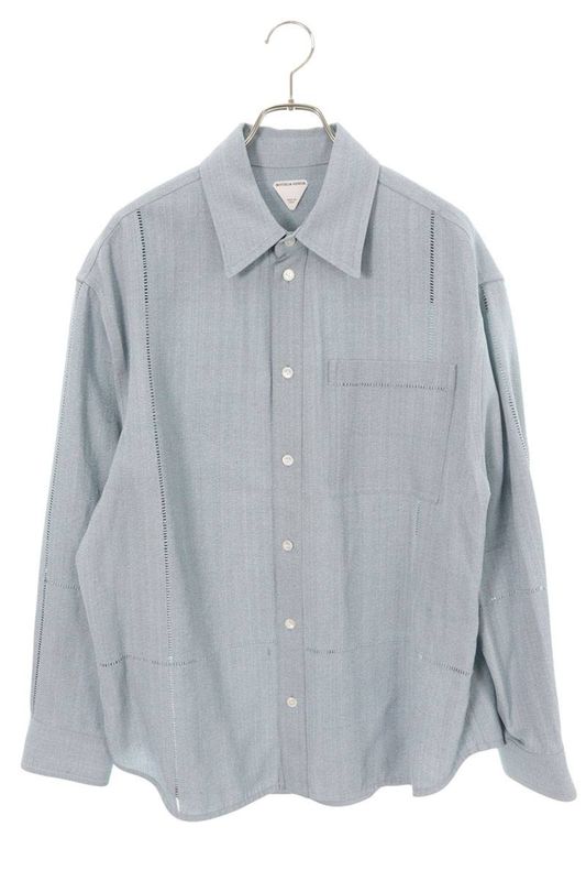 Bottega Veneta 789373 V2u10 Viscose Silk Long Sleeve Shirt Men's 46
