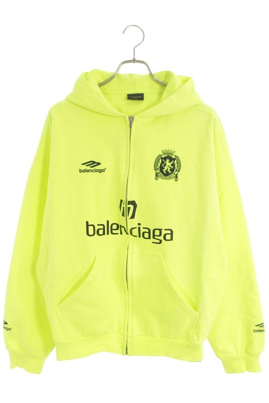 Balenciaga Soccer Paris Zip Hoodie Print Zip Up Yellow Black