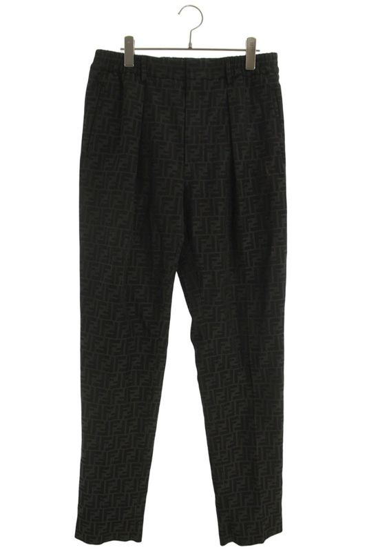 Fendi Fb0767 A6WJ Zucca Allover Pattern Easy Slacks Long Pants Men's 50