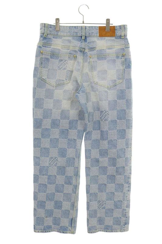 Louis Vuitton Rm242mq GRT Hrd48w Damier Skate Denim Pants Men's 33 Inches