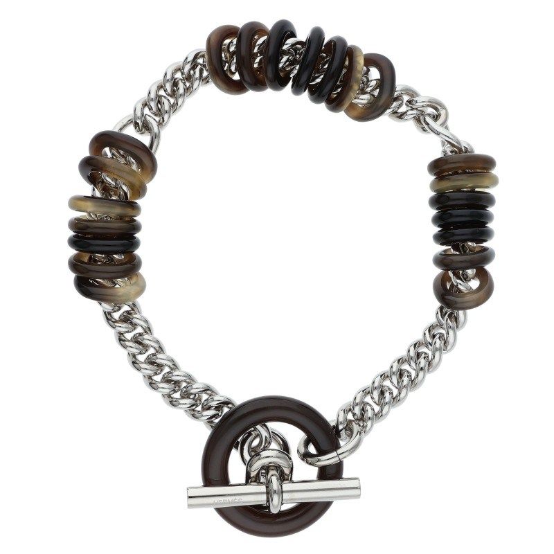 Hermes Theoreme Metal Buffalo Horn Bracelet Men's T4
