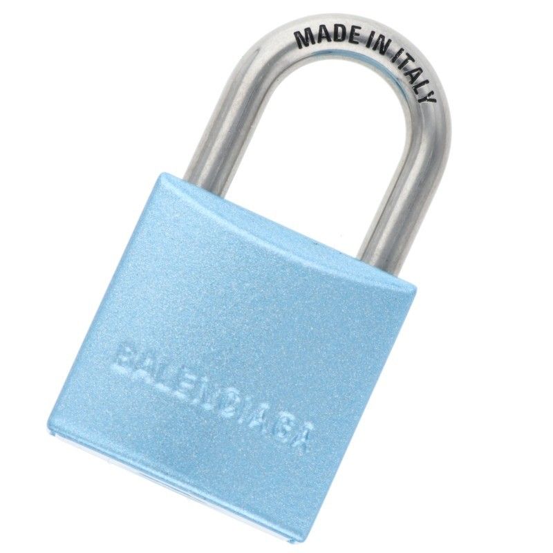 Balenciaga BB Logo Padlock Charm Blue Keychain