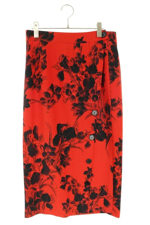 Balenciaga 642175 Tjl72 Flower All-over Wool Skirt Women's 40