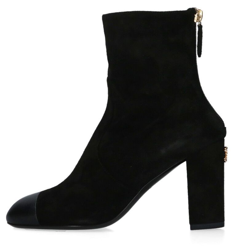 Chanel G45900 B17982 Suede Cuffskin Back Zip Heel Boots Women's 36.5