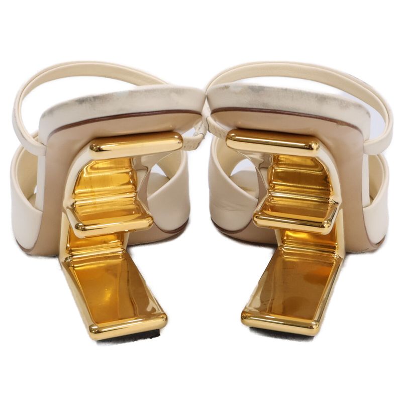 Fendi First Leather Mule Sandals 37 Ivory