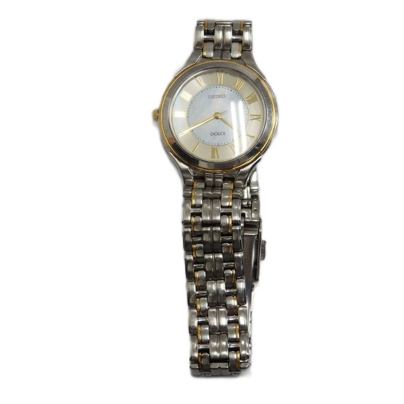 Seiko V181-0ac0 Dolce Watch Solar Shell Dial Roman Logo Silver Color • GY18 MQ