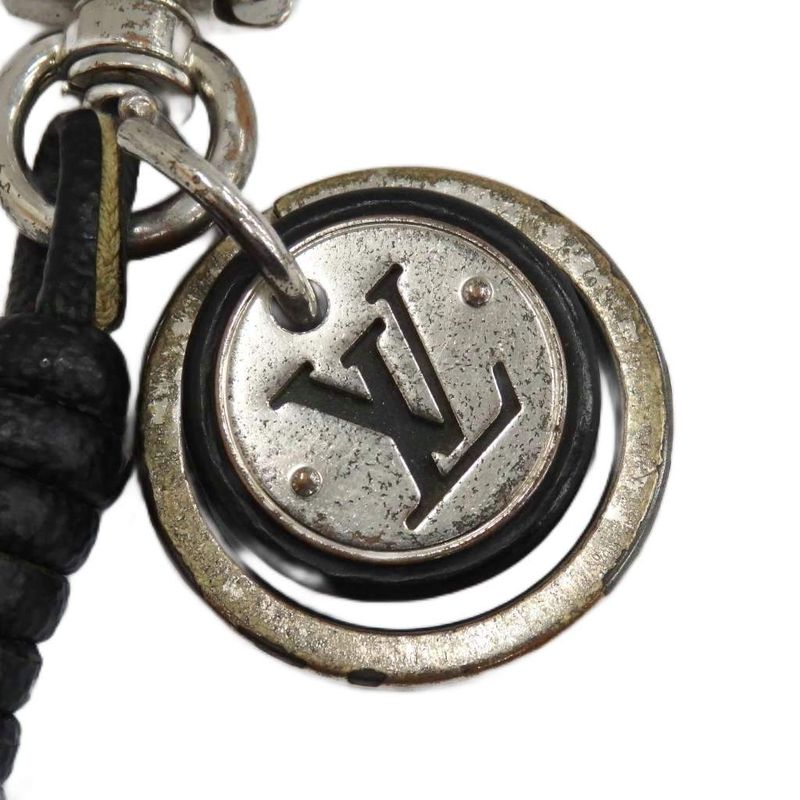 Louis Vuitton Key Holder Key-ring Charm Strap Leather Logo Black • GY11 MQ