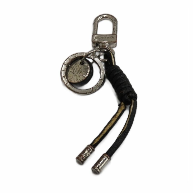 Louis Vuitton Key Holder Key-ring Charm Strap Leather Logo Black • GY11 MQ