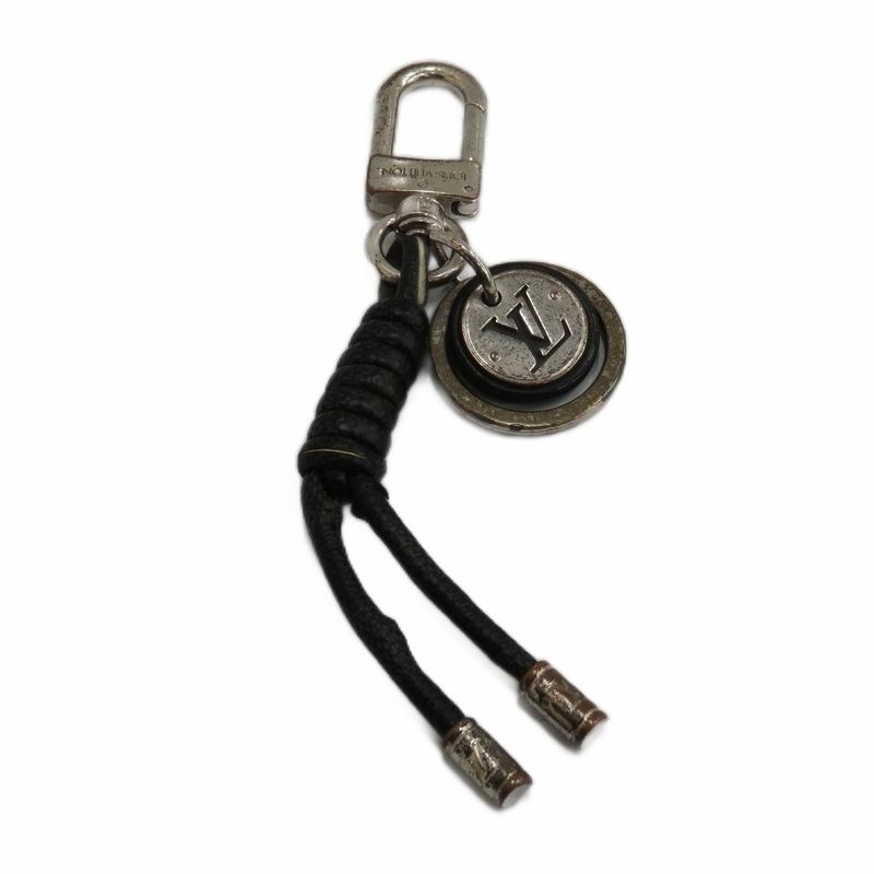 Louis Vuitton Key Holder Key-ring Charm Strap Leather Logo Black • GY11 MQ