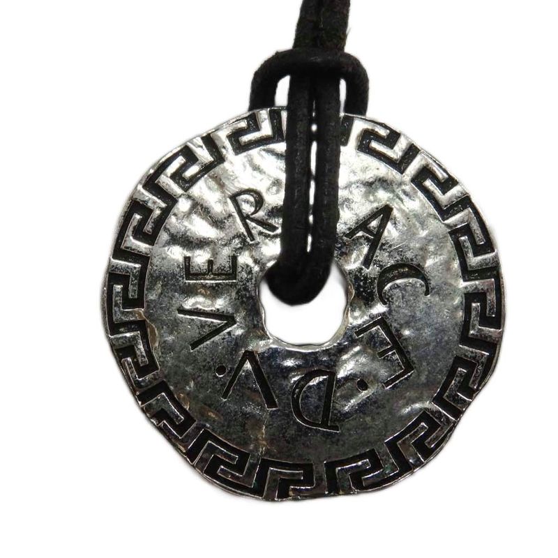 Versace Necklace Accessories- Pendant Logo Round Silver Color • GY18 MQ