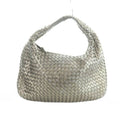 Bottega Veneta Intrecciato Hobo Semi-shoulder Hand Bag Leather Silver Color •