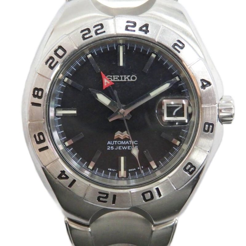 Seiko 4s12-0020 Watch Automatic Black Dial Carre Date Silver Color • GY18 MQ