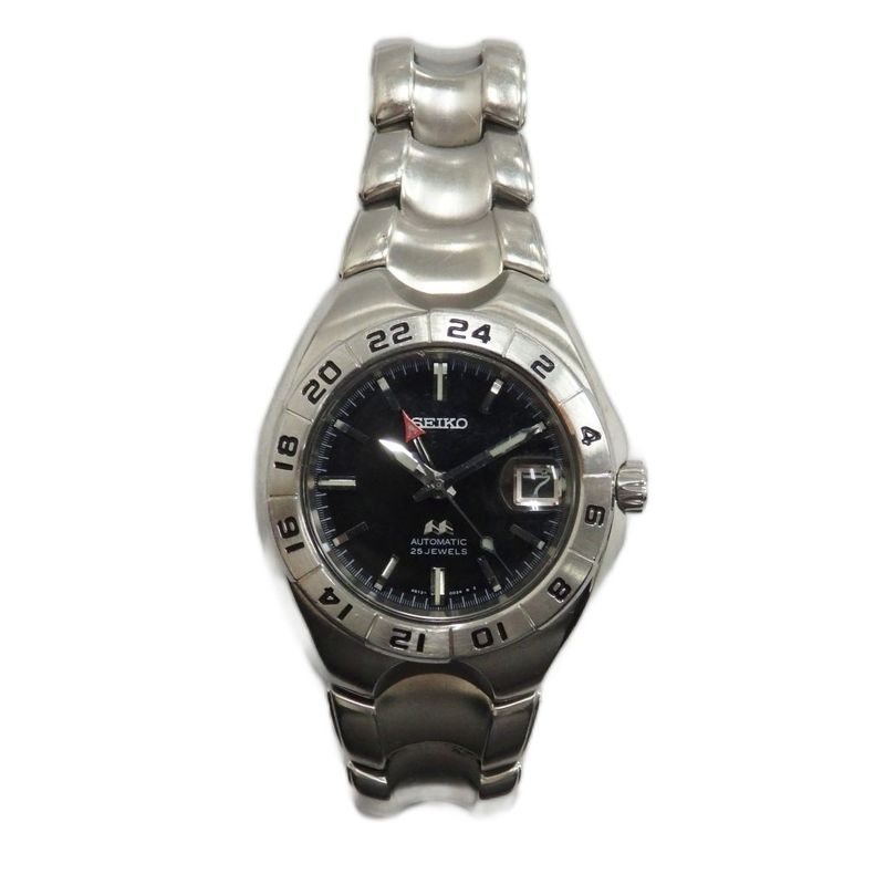 Seiko 4s12-0020 Watch Automatic Black Dial Carre Date Silver Color • GY18 MQ