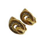 Dior Earrings Clip Type Rhinestone Log